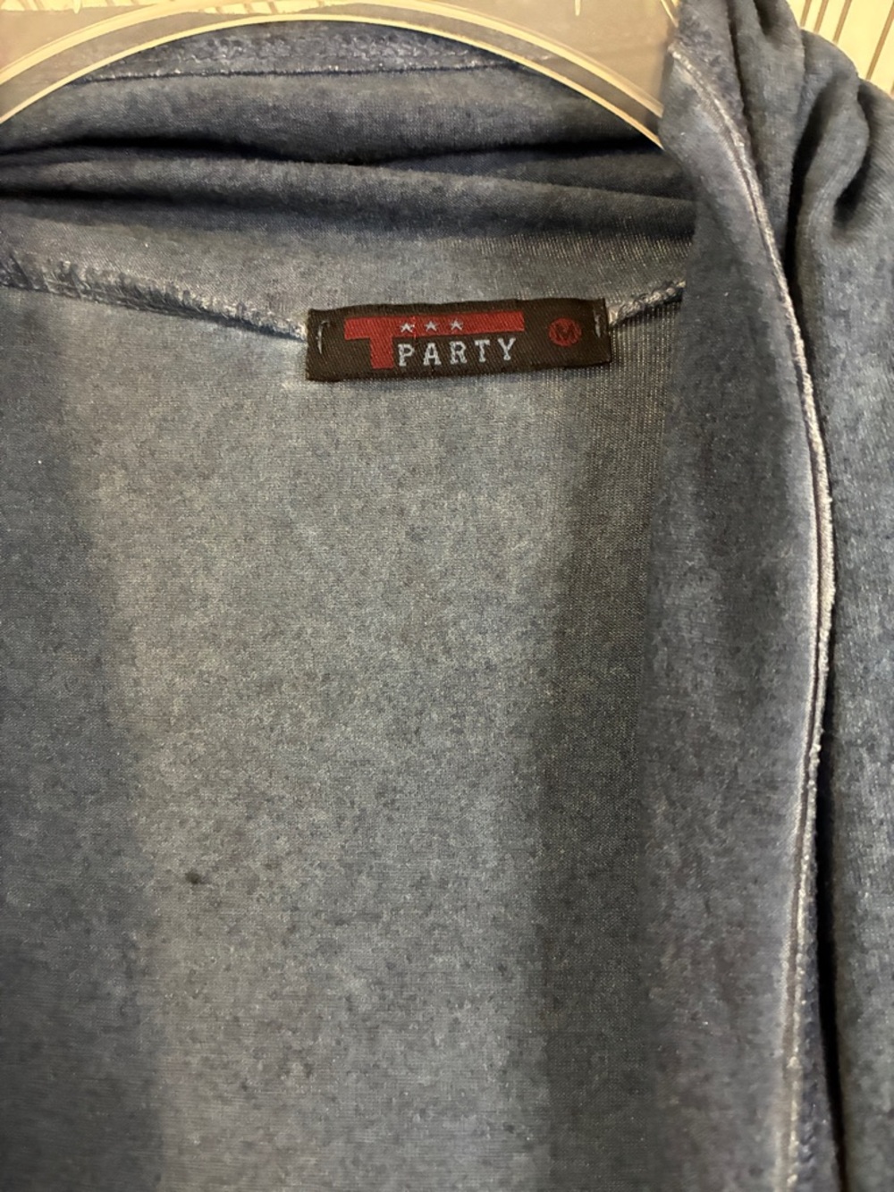T Party Cardigan Duster Denim Blue Wash Size M - Picture 2 of 8